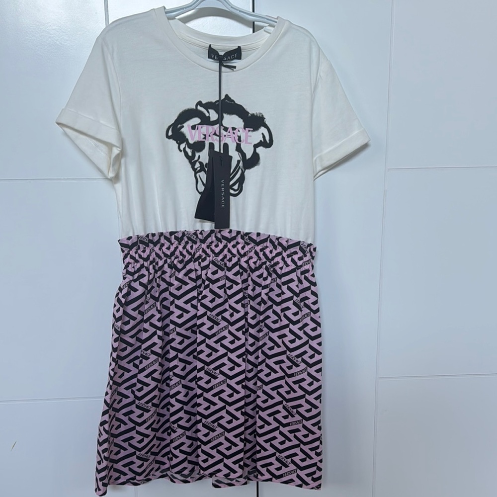 Versace White and Black Casual A-Line Dress